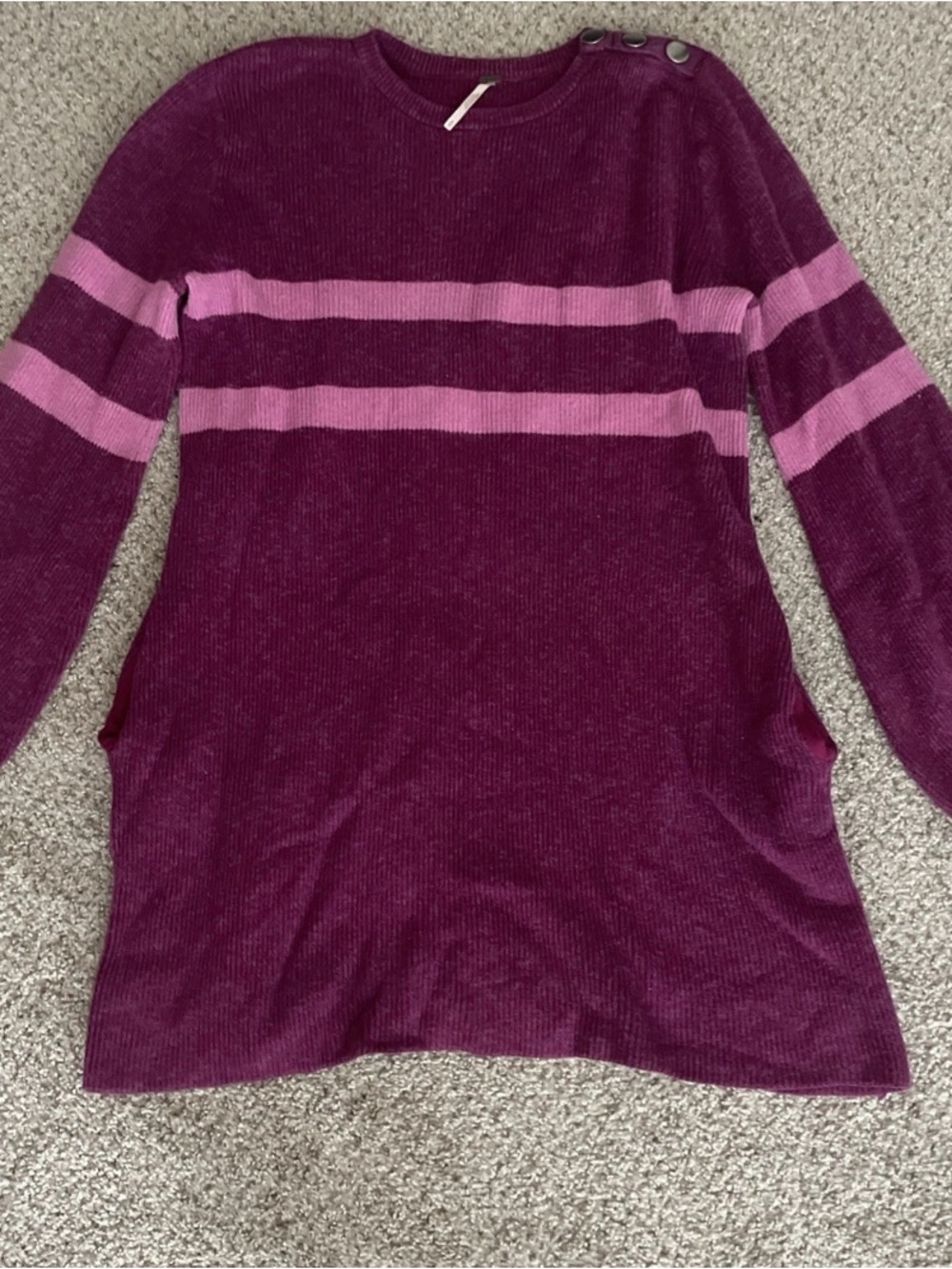 FREE PEOPLE On Your Team Sweatshrt Dress Purple Pink Sz Small